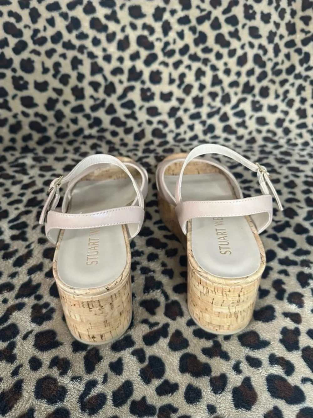 Gorgeous Stuart Weitzman Blush Pink Cork Platform Wedge Sandals